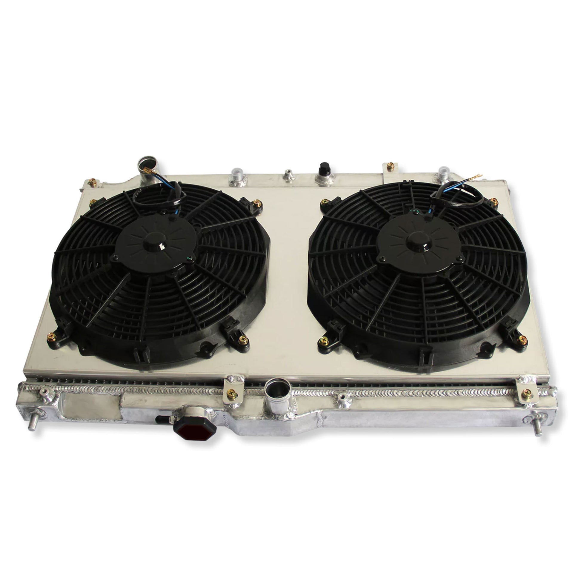 Aluminum radiator and fan shroud top view for Honda Prelude/Accord 1990-1996 2Row AT MT