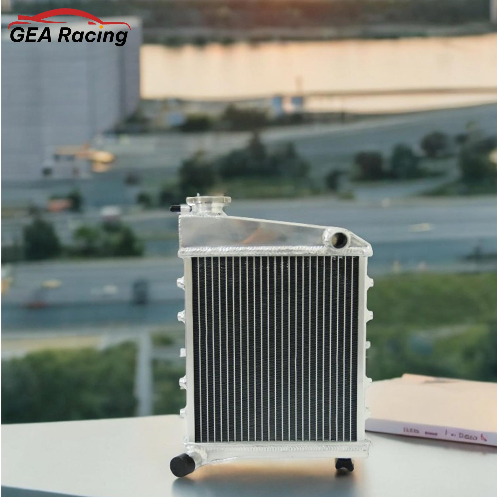 A 2-row performance aluminum radiator installed in a tidy classic Mini Cooper engine bay, a vital cooling upgrade.