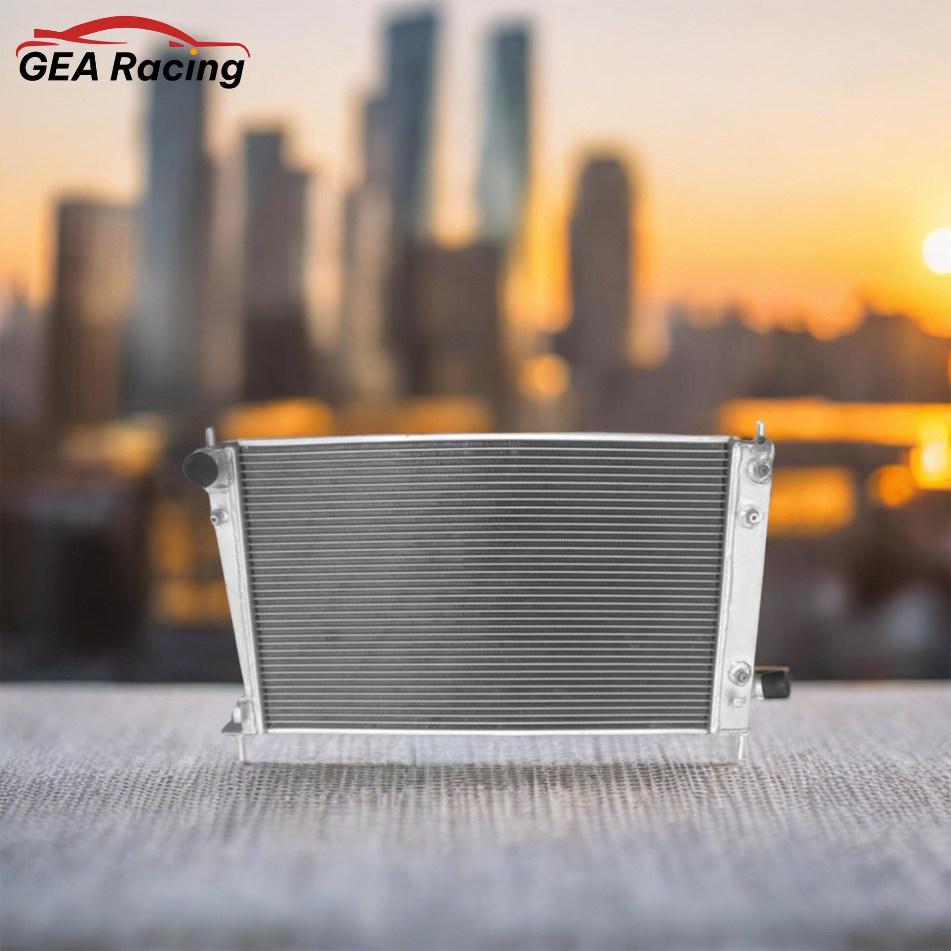 A performance aluminum radiator installed in a SAAB 9-5 Aero (B235R) engine bay, demonstrating a perfect fit and essential cooling upgrade.