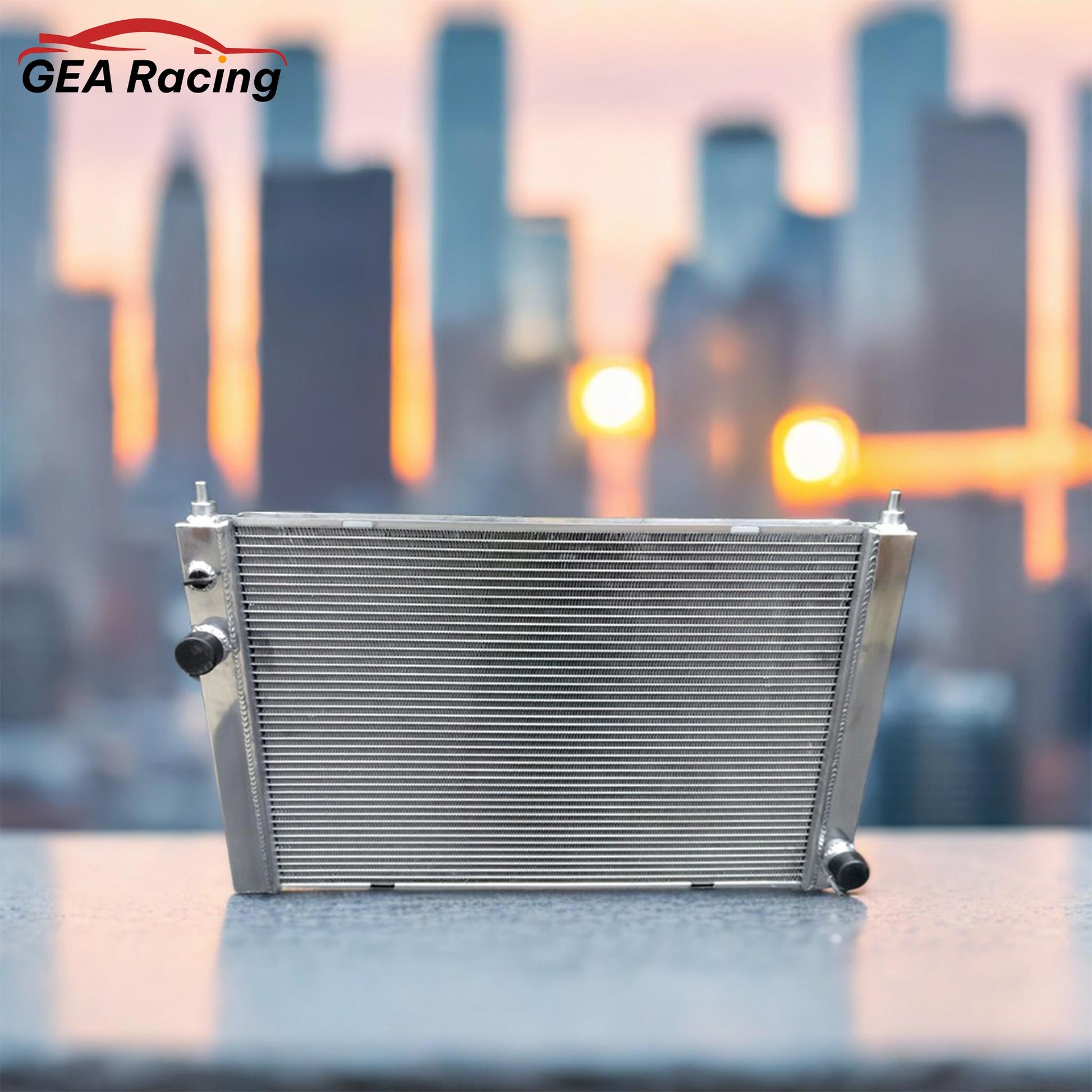 Performance aluminum radiator installed in the engine bay of a Land Rover Discovery II, demonstrating a perfect fit and clean look.