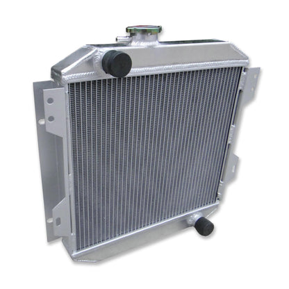Left side profile of the all-aluminum radiator for the Ford Capri, part of a complete cooling kit with fan and shroud.