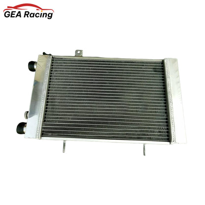 Front view of the 3-row full aluminum radiator for the 1966-1976 Lotus Europa S1, S2, and TC models.
