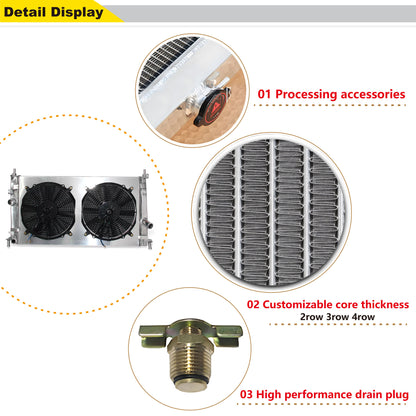 Aluminum radiator fan shroud 2-row detail view Mazda 3 (2010-2013) Pressure Tested