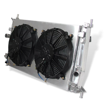 Aluminum radiator fan shroud 2-row right side view Mazda 3 (2010-2013) OEM Mounts