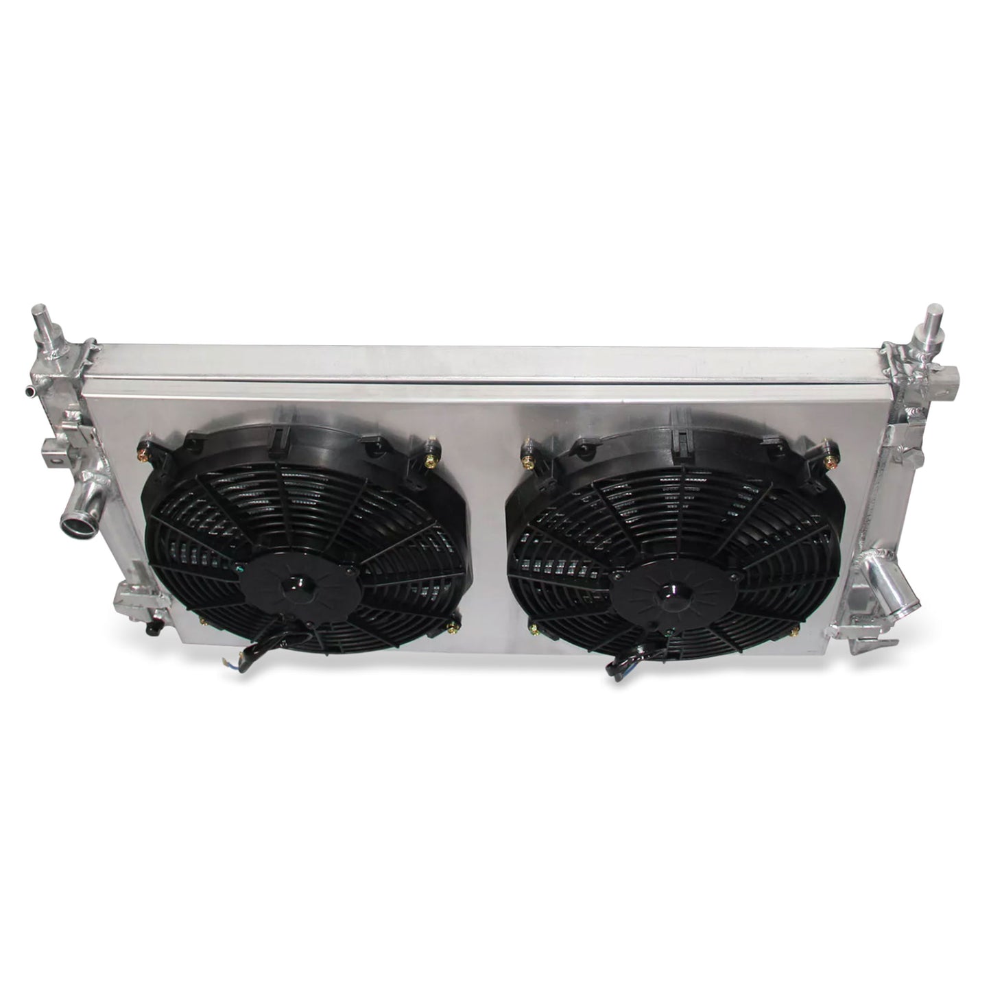 Aluminum radiator fan shroud 2-row top view Mazda 3 (2010-2013) OEM Mounts