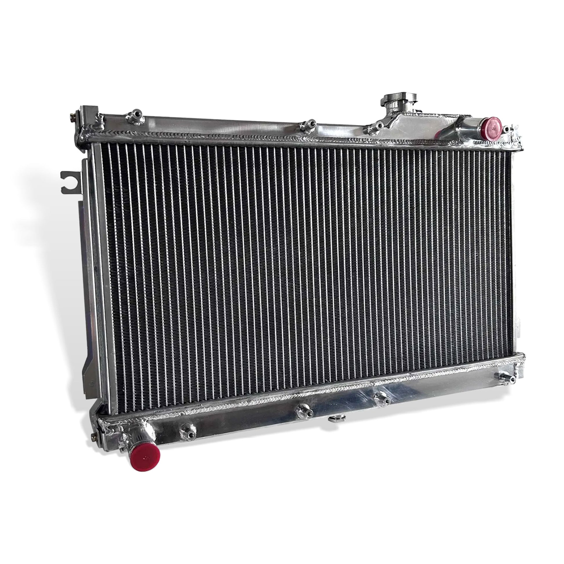 Aluminum radiator 2-row left side view Mazda Miata LE/SE STO-M Edition (1990-1997) Direct Fit