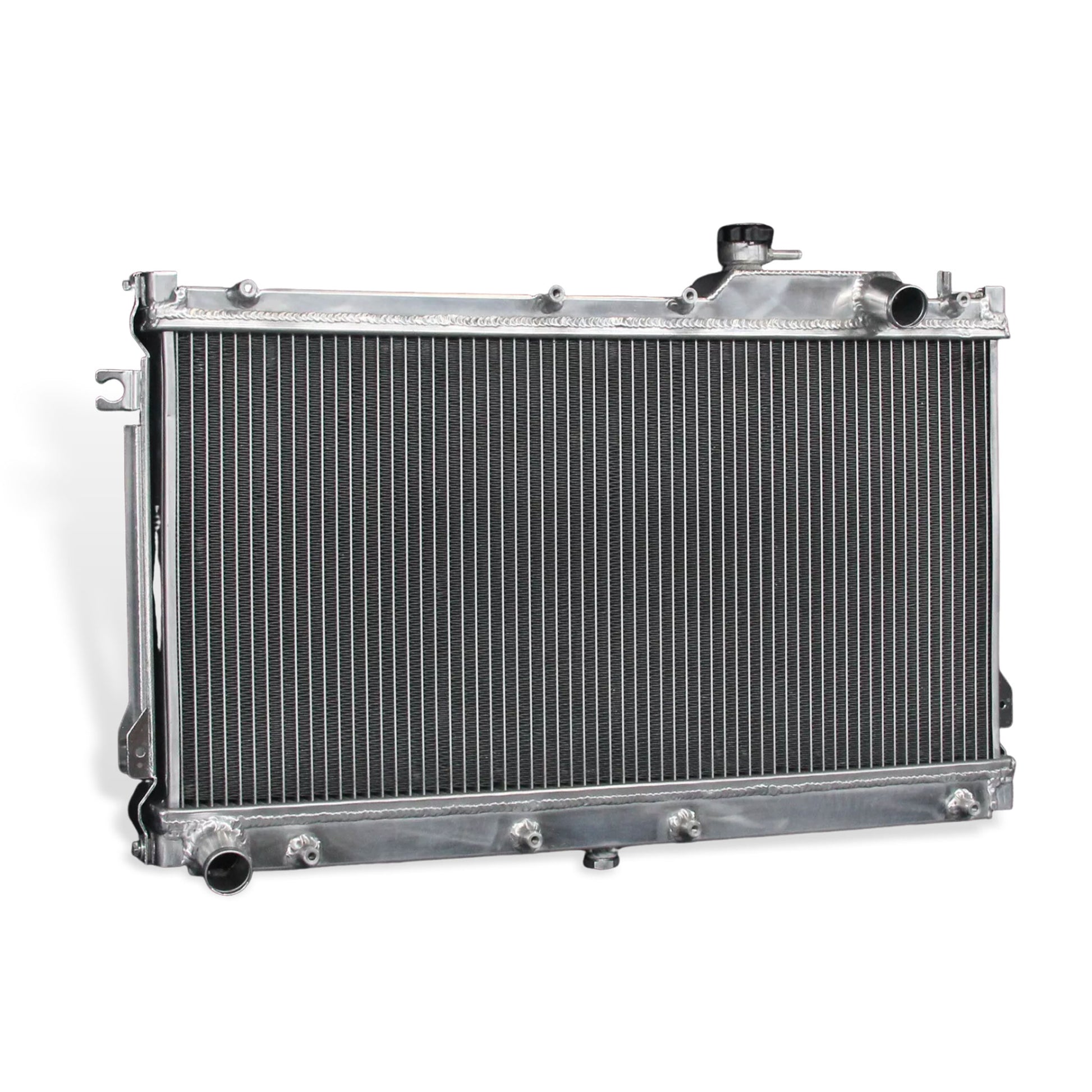 Aluminum radiator 2-row right side view Mazda Miata LE/SE STO-M Edition (1990-1997) Pressure Tested