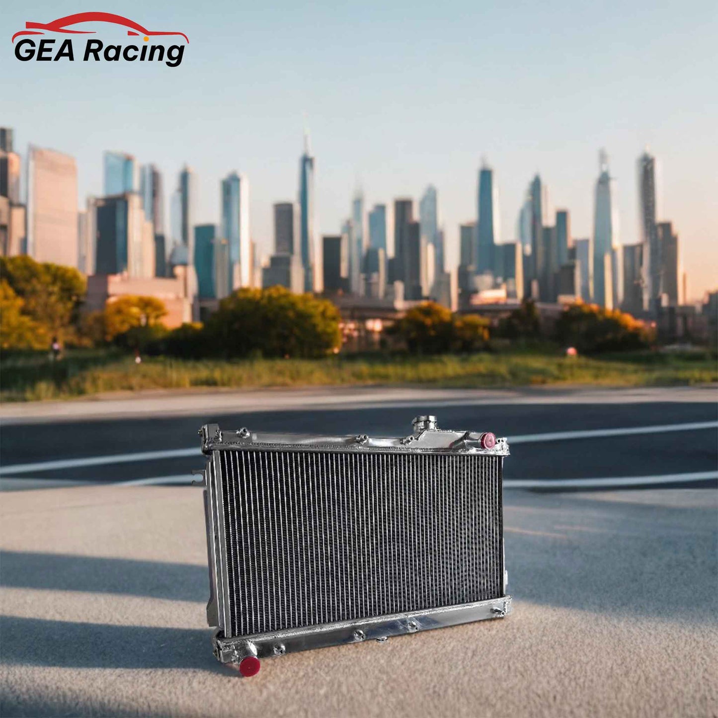 Aluminum radiator 2-row scenario view Mazda Miata LE/SE STO-M Edition (1990-1997) Pressure Tested