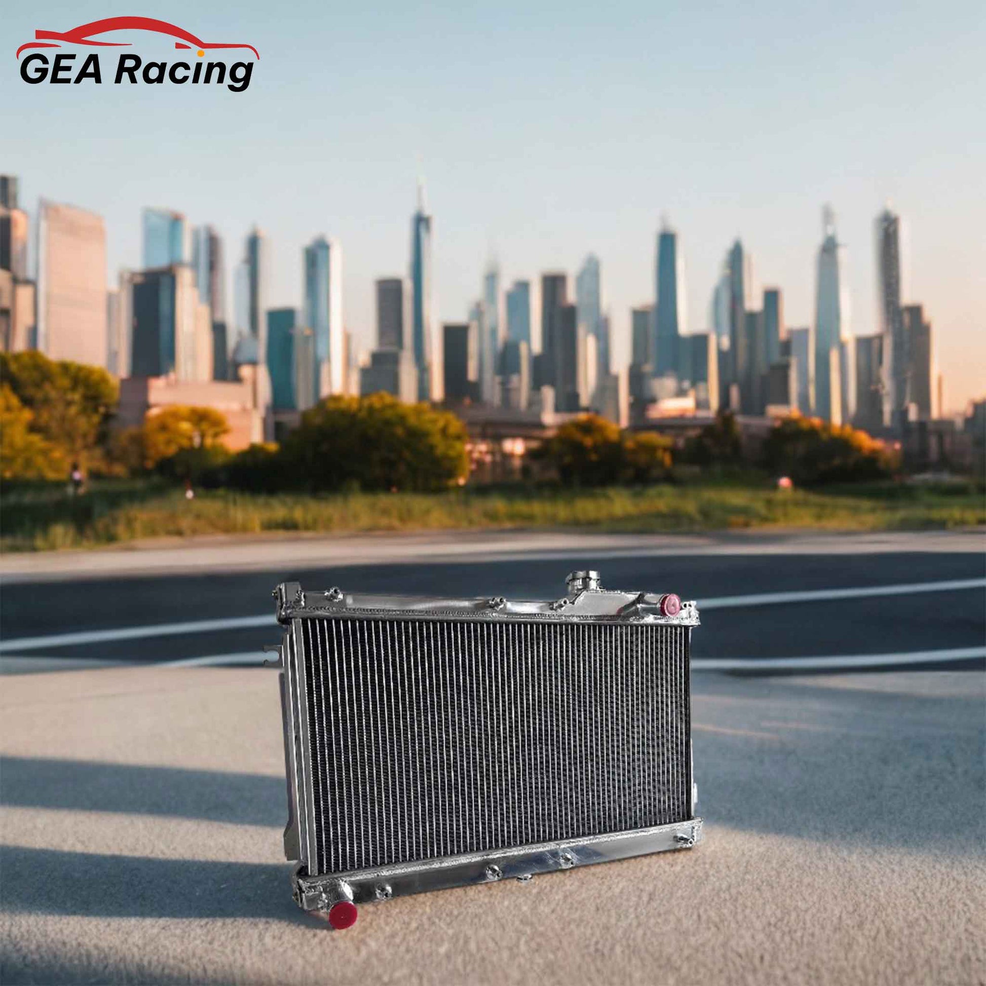 Aluminum radiator 2-row scenario view Mazda Miata LE/SE STO-M Edition (1990-1997) Pressure Tested