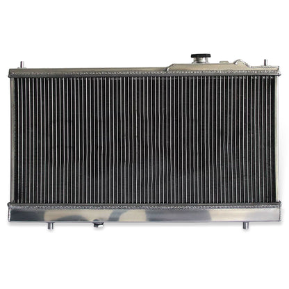 Aluminum radiator fan shroud 2-row back view Mazda Protege (1999-2003) Pressure Tested