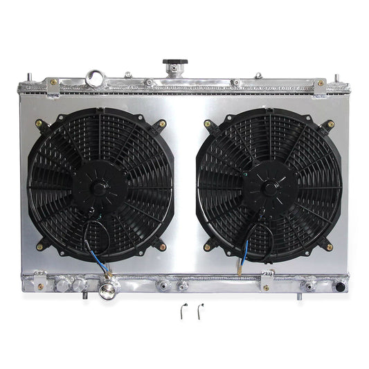 Aluminum radiator fan shroud 2-row front mounting points Mitsubishi Mirage (1997-2002) Direct Fit