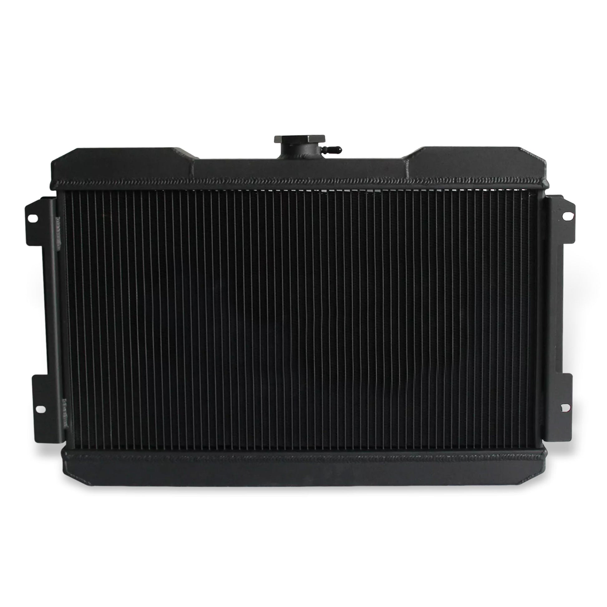Aluminum black radiator 3-row back view Nissan 720 (1983-1986) Direct Fit