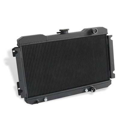 Aluminum black radiator 3-row left side view Nissan 720 (1983-1986) OEM Mounts