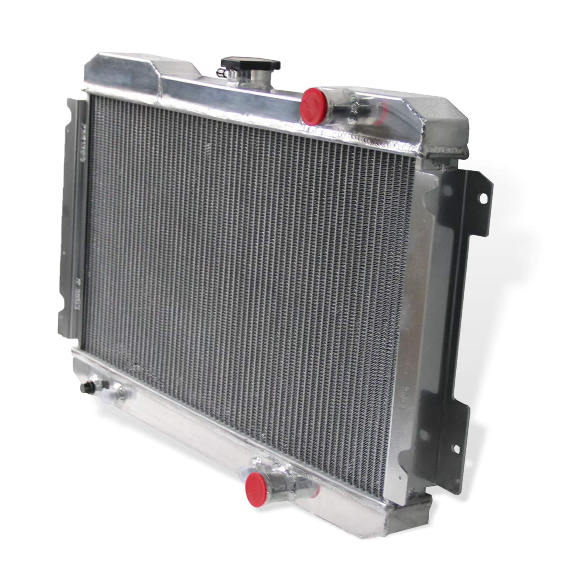 Aluminum radiator 3-row right side view Nissan 720 (1983-1986) OEM Mounts