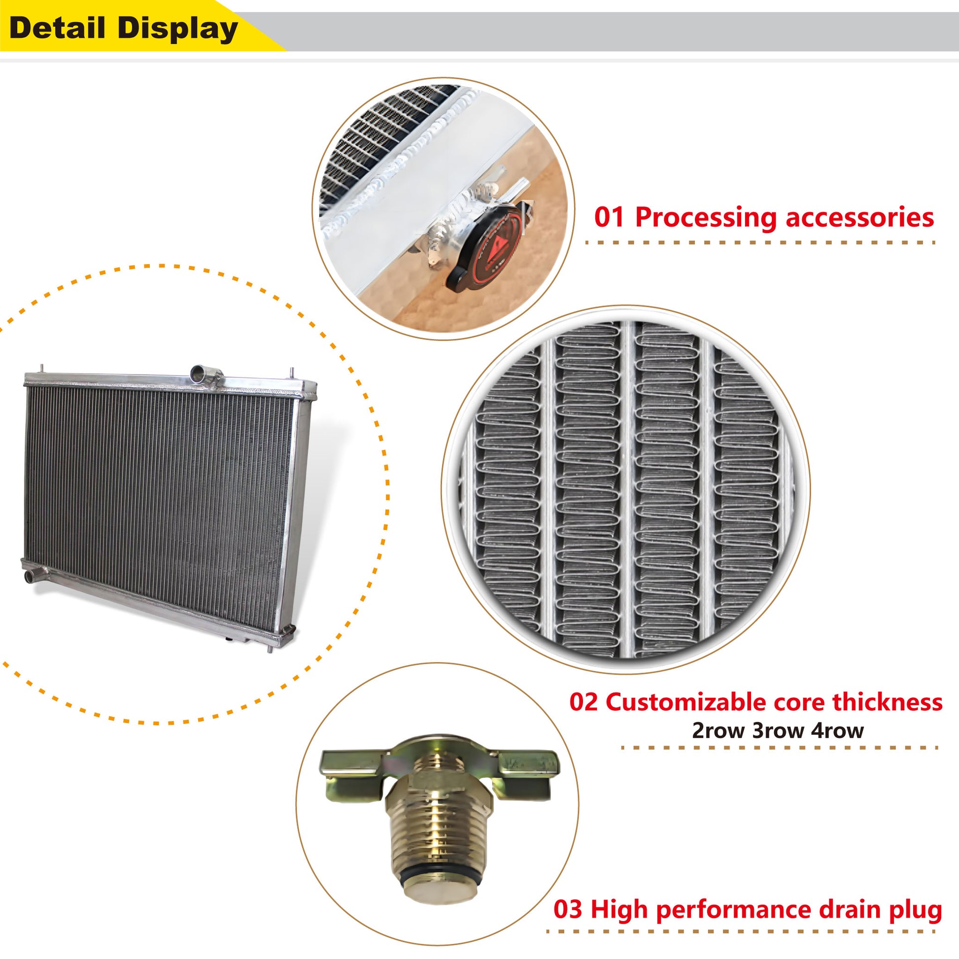 Aluminum radiator 3-row detail view Nissan GT-R R35 (2009-2020) Pressure Tested