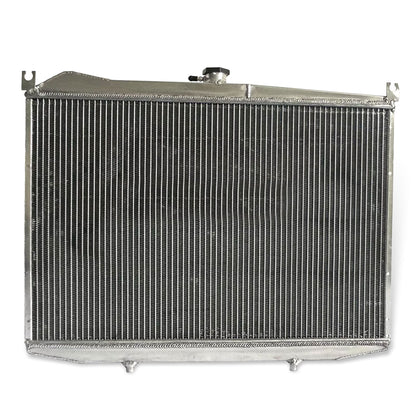 Aluminum radiator 2-row back view Nissan Pickup D21/Pathfinder (1986-2004) OEM Mounts