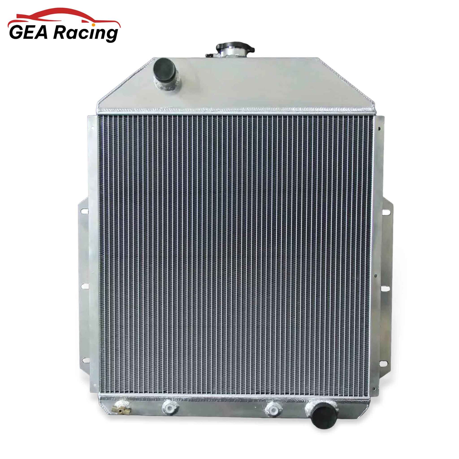 Direct-Fit 3-Row Radiator Front View for 1942-1952 Ford F-Series & Chevy F1/F2 Trucks with 3.5L/3.7L L6 Engines (AT/MT)