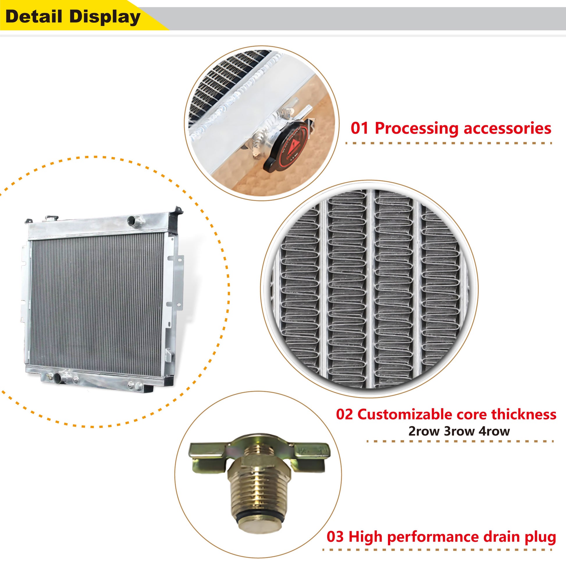 Powder-Coated Diesel Radiator Welded Seam Detail 1983-1996 Ford F-Series Super Duty 6.9L/7.3L V8