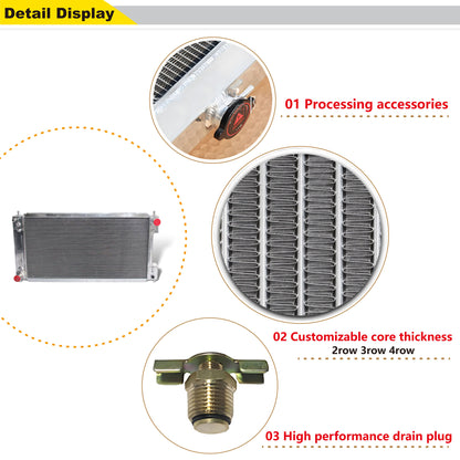 Salt-Resistant Powder Coated Core Close-Up - 3-Row Radiator vs Stock 2-Row (1997-2004 Ford F-Series)