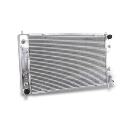 Left side profile of the 3-row aluminum radiator compatible with 2008-2017 Chevrolet Equinox LT LS and GMC Terrain 4-cylinder and 6-cylinder models.