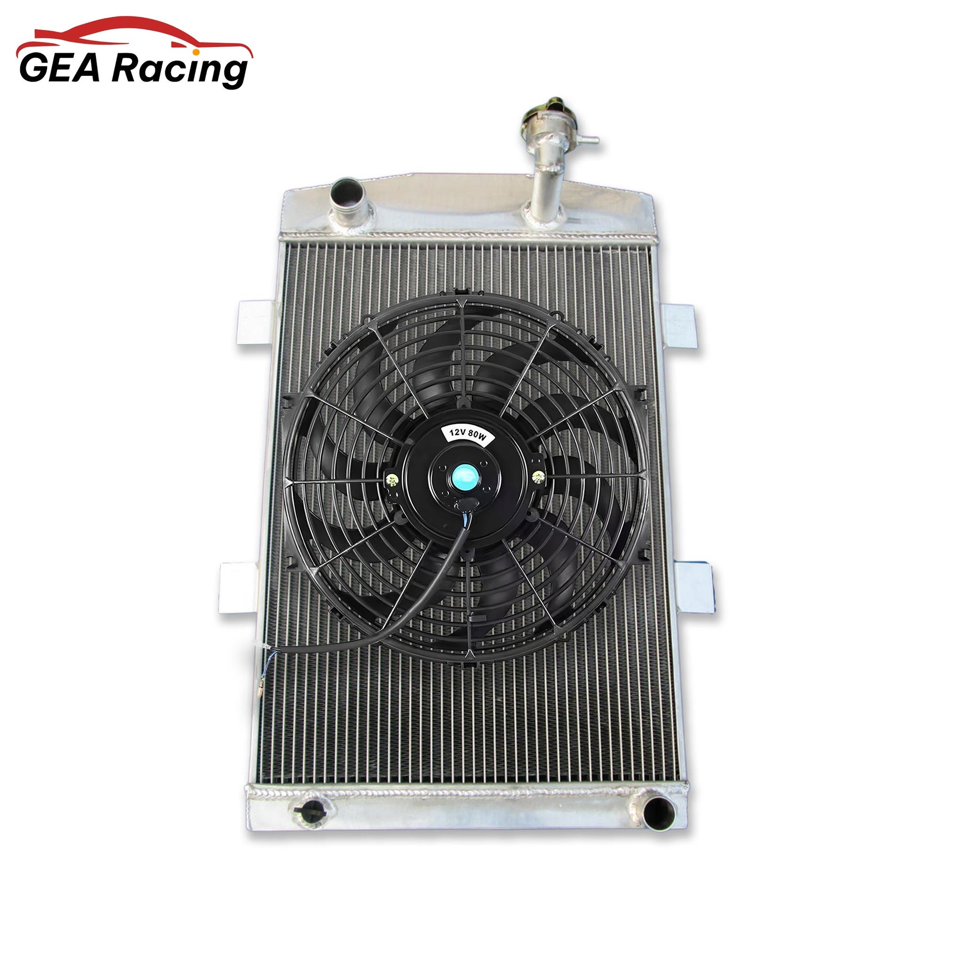 Complete cooling package: 62mm 3-row radiator with a high-CFM fan for a 1935-36 Custom Chevy 350 V8.