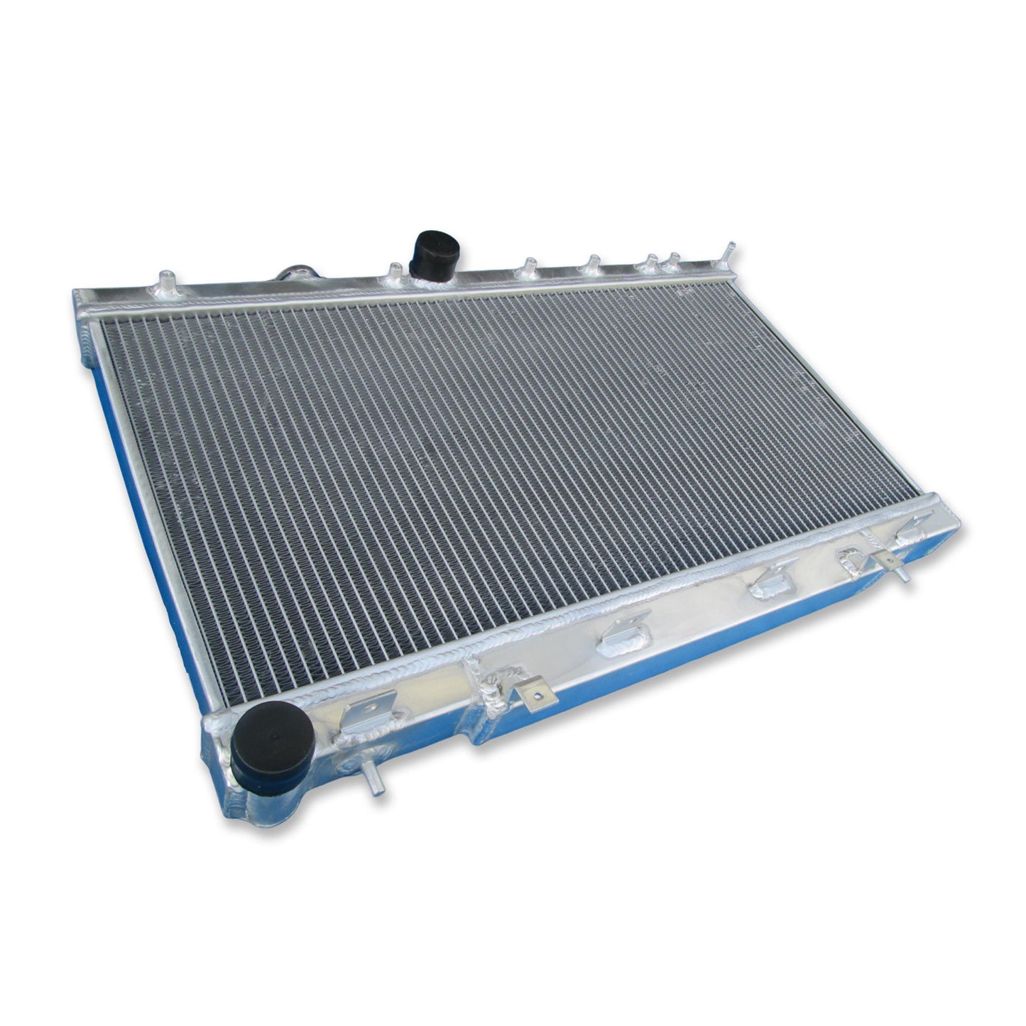Left side profile of the radiator and fan shroud assembly for a 2002-2007 Subaru Impreza WRX STI (GDA/GDB).