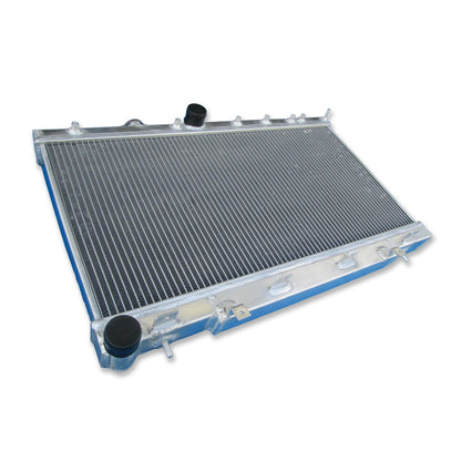 Left side profile of the radiator and fan shroud assembly for a 2002-2007 Subaru Impreza WRX STI (GDA/GDB).