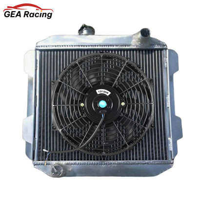 The optional aluminum radiator and fan shroud kit for the Ford Capri V6, featuring a high-performance slim electric fan.