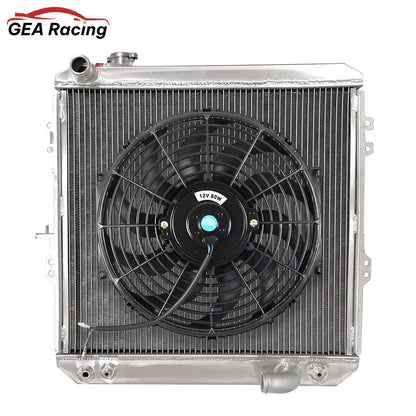 The optional aluminum radiator and fan shroud kit for the Toyota Hilux LN106, featuring a high-performance electric fan for superior cooling.