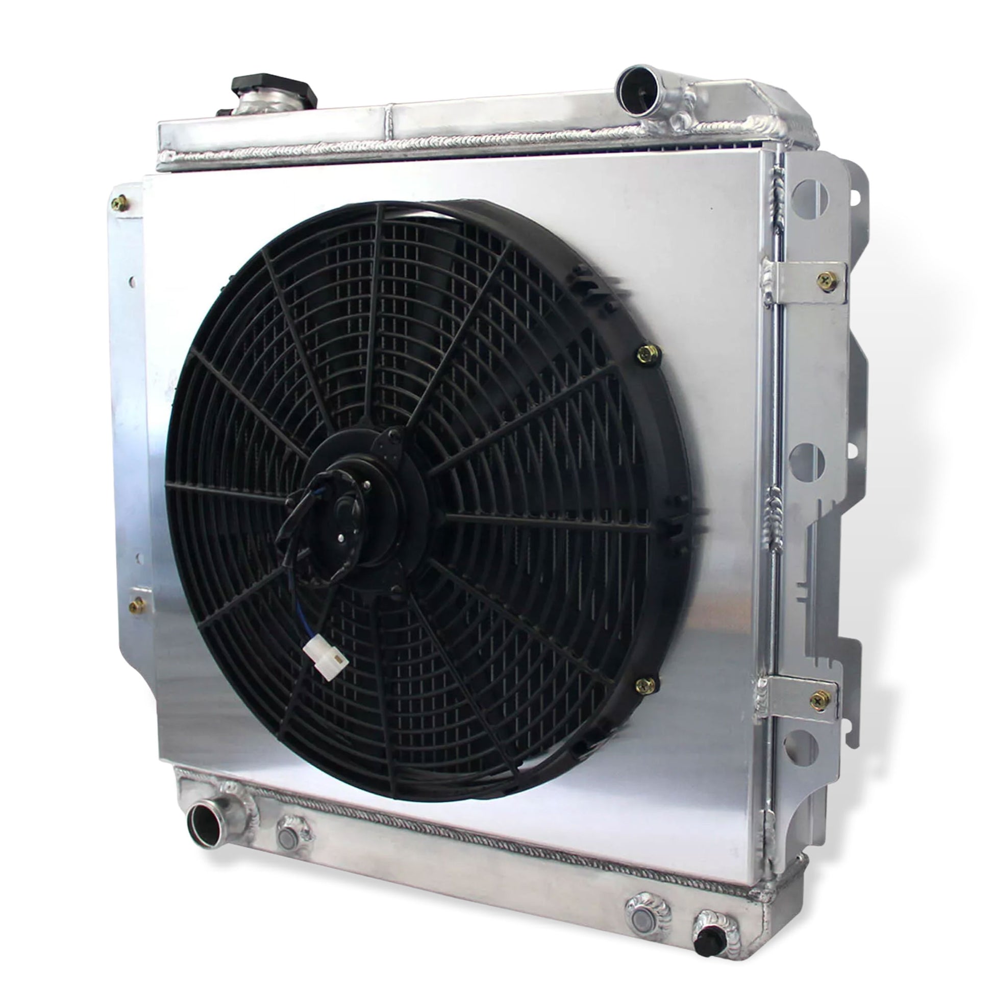 Aluminum Radiator Fan Shroud right side cross-section view Wrangler YJ/TJ (1987-2006) 4.0L/2.4L L4/L6 3 Row Direct Fit