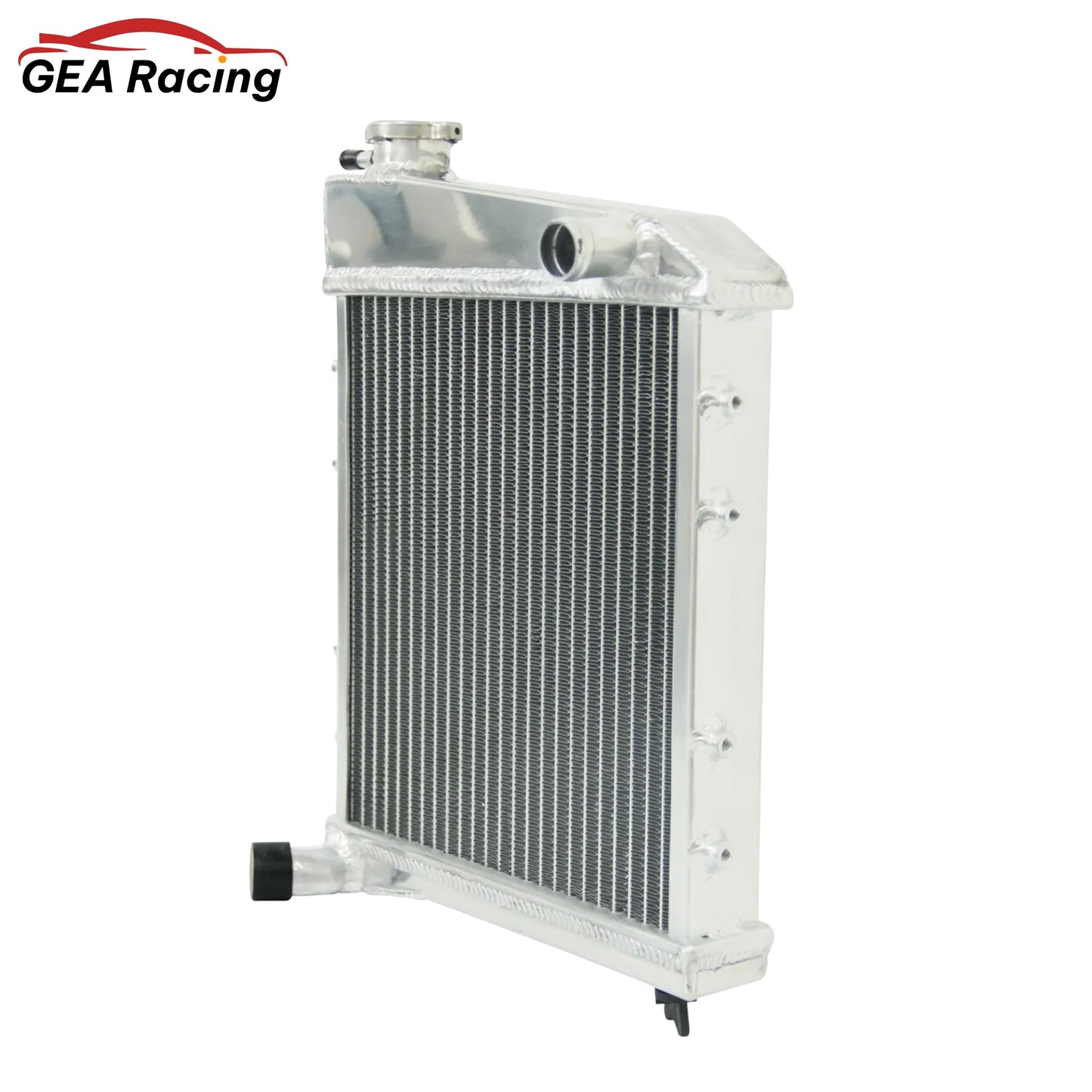 Right side of the lightweight 2-row MT radiator for the Austin & Rover Mini, showcasing its efficient core design.