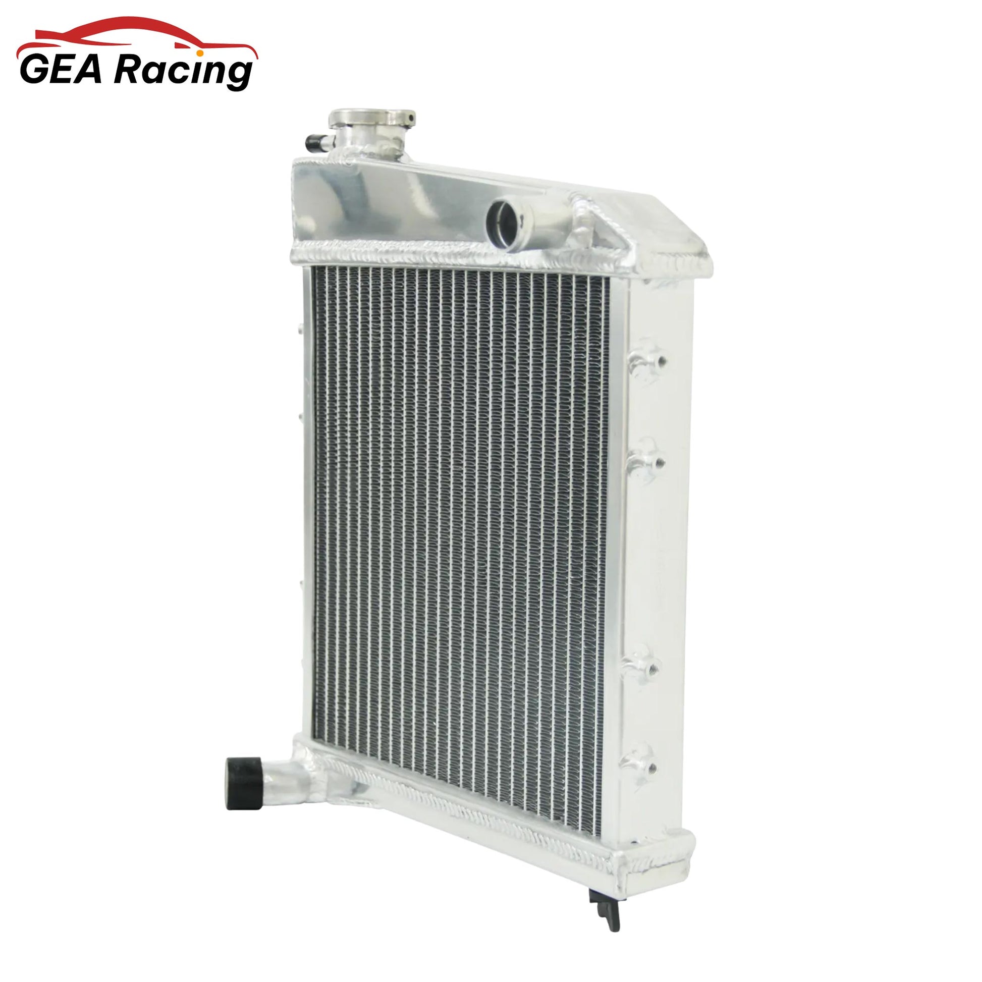 Right side of the lightweight 2-row MT radiator for the Austin & Rover Mini, showcasing its efficient core design.