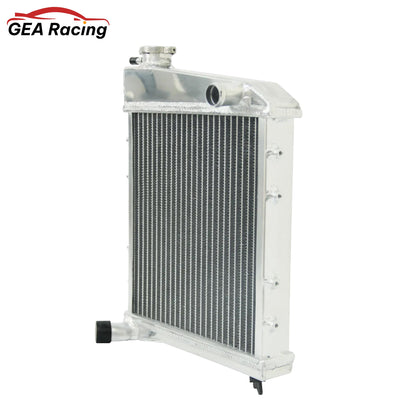 Right side of the lightweight 2-row MT radiator for the Austin & Rover Mini, showcasing its efficient core design.