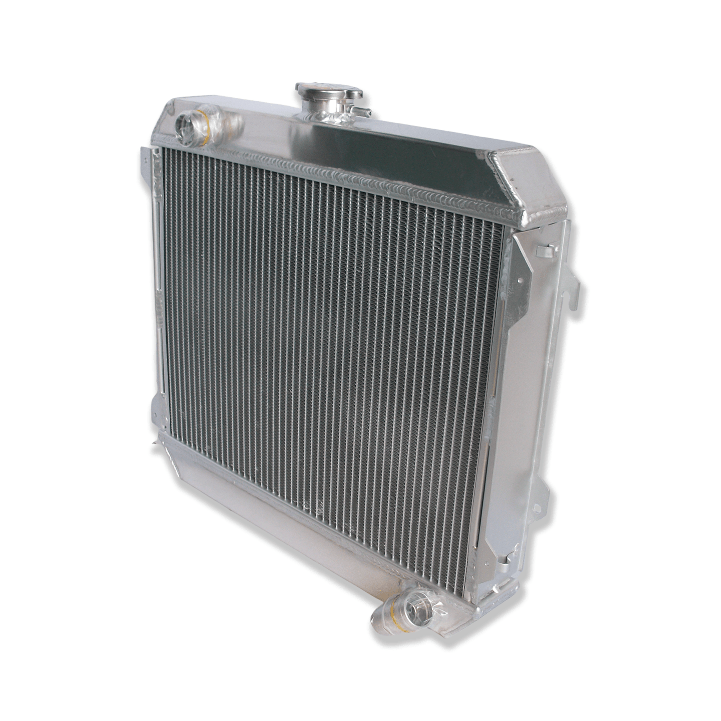 Right side of the lightweight MT radiator for the Datsun 610 and 720, showcasing its efficient core for superior cooling.