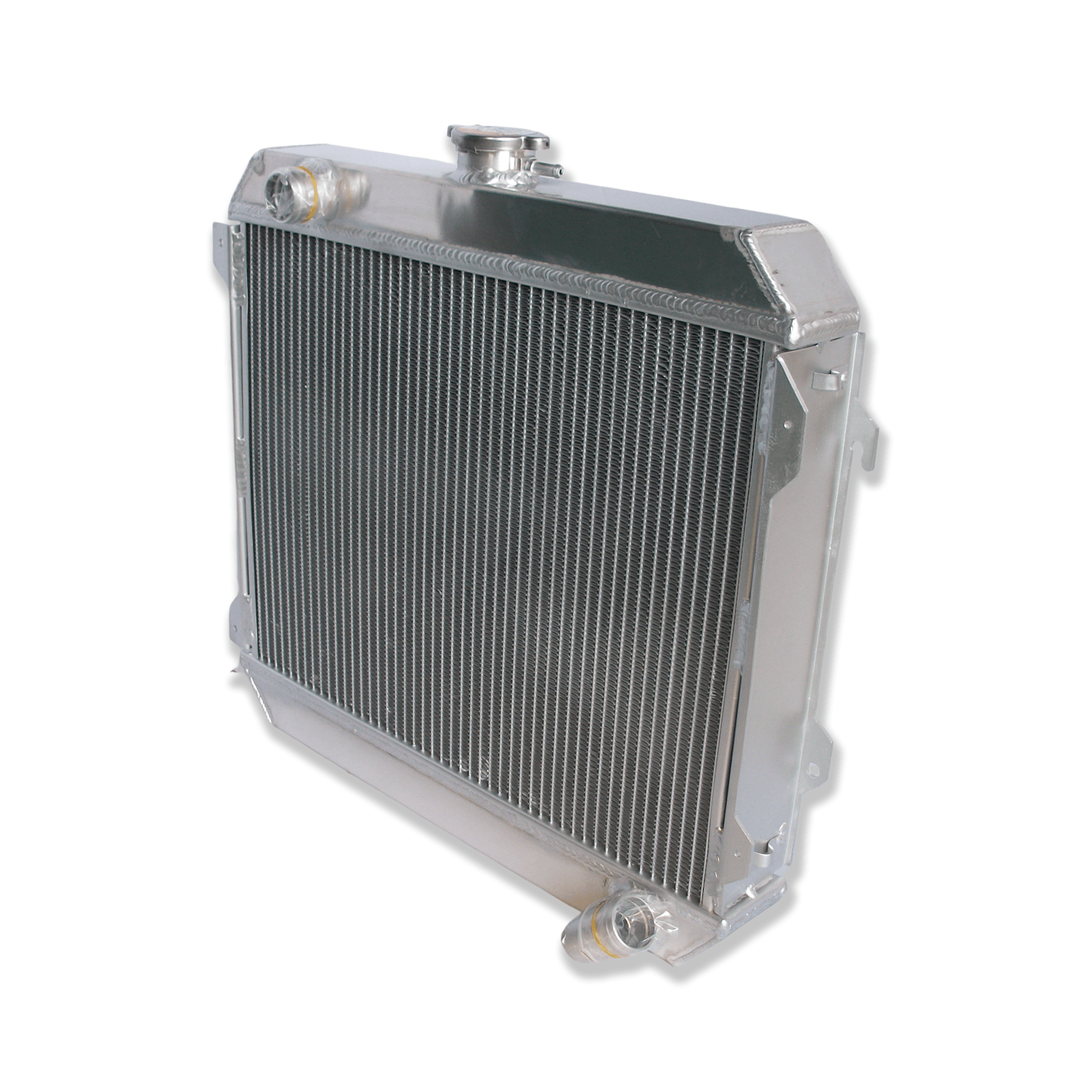 Right side of the lightweight MT radiator for the Datsun 610 and 720, showcasing its efficient core for superior cooling.