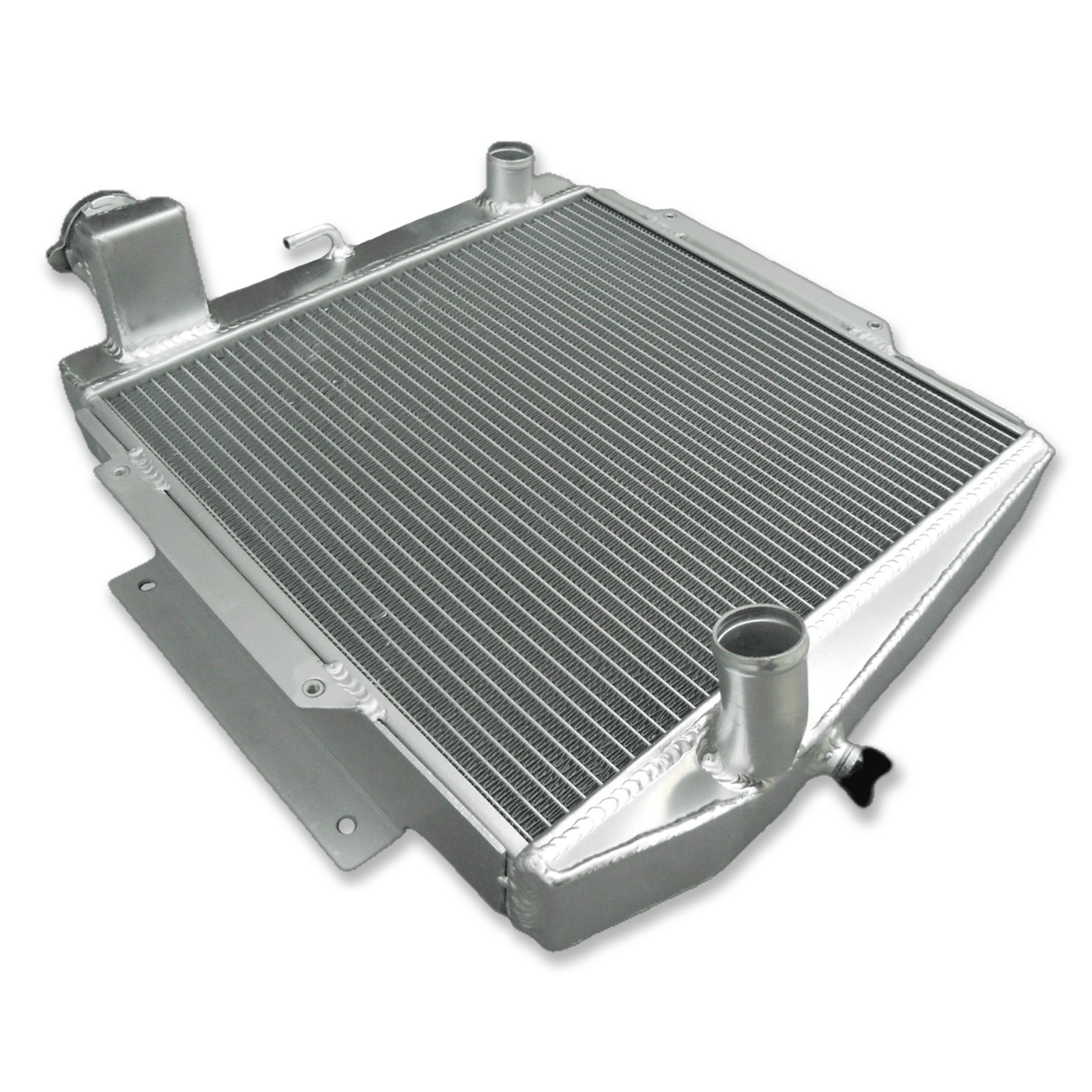 Right side of the lightweight 3-row radiator for the Datsun Sports 2000, showcasing its efficient core for superior cooling.