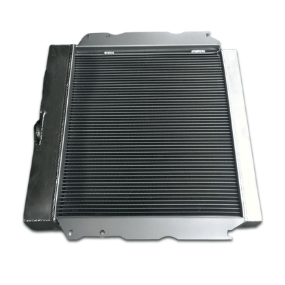 Right side of the AT/MT radiator for the classic Dodge Charger, showcasing its superior cooling capacity for big block or small block V8s.