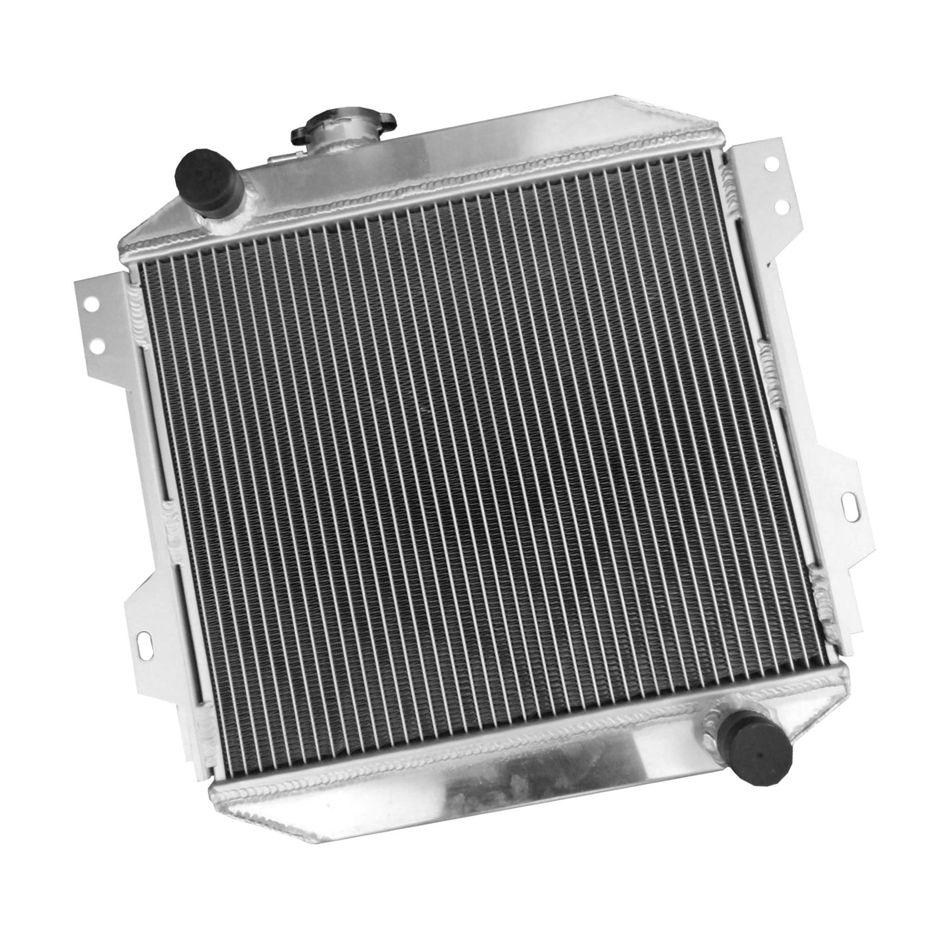 Right side of the lightweight radiator kit for the Ford Capri MK2/MK3, showcasing its efficient core design.