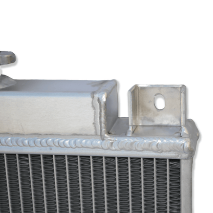Right side of the lightweight MT radiator for the Geo Metro and Suzuki Swift, showcasing its efficient design for improved engine cooling and performance.