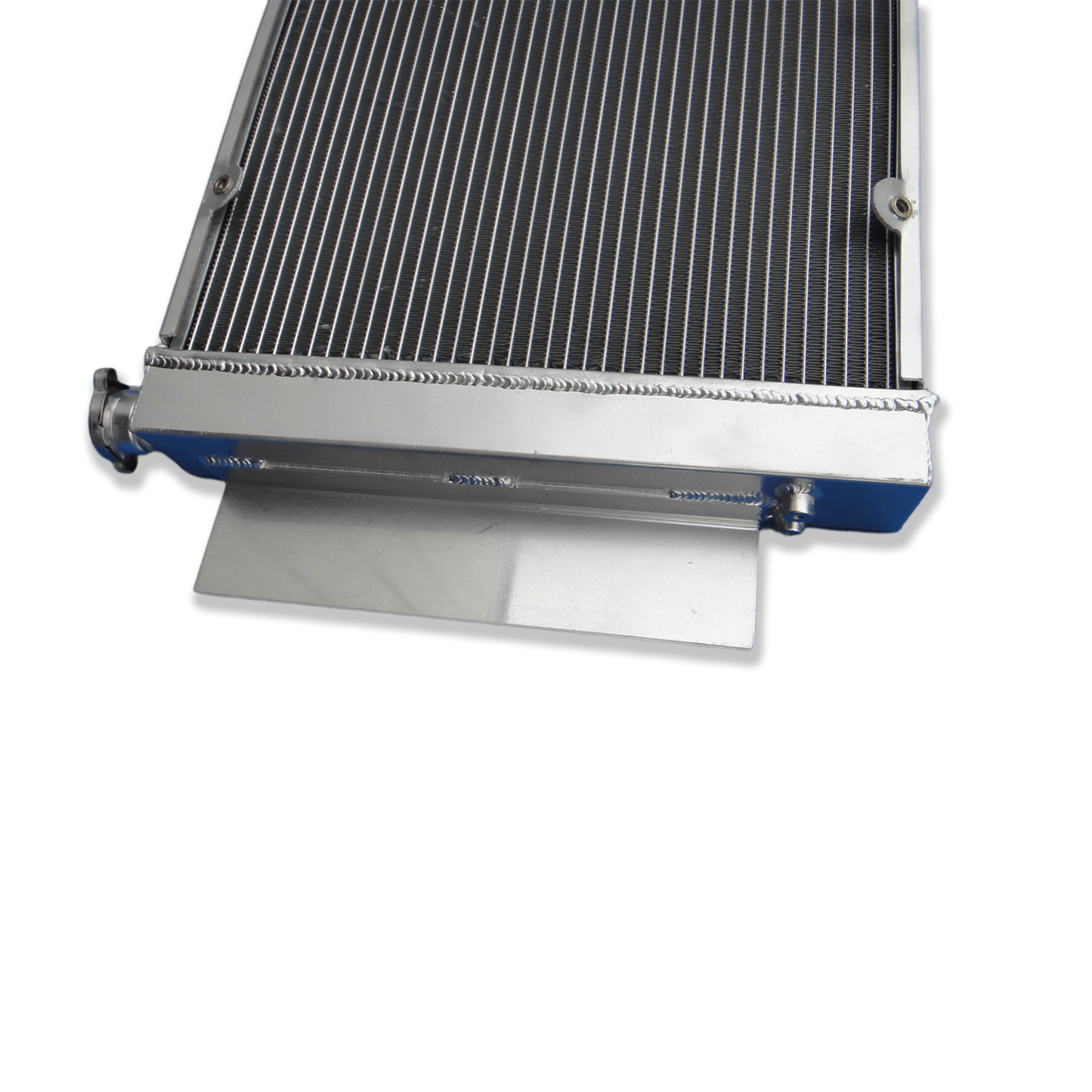 Right side of the MT radiator for classic Mazda RX2 and RX5 rotary cars, showcasing its durable construction and compatibility with the 1969–1993 model years.