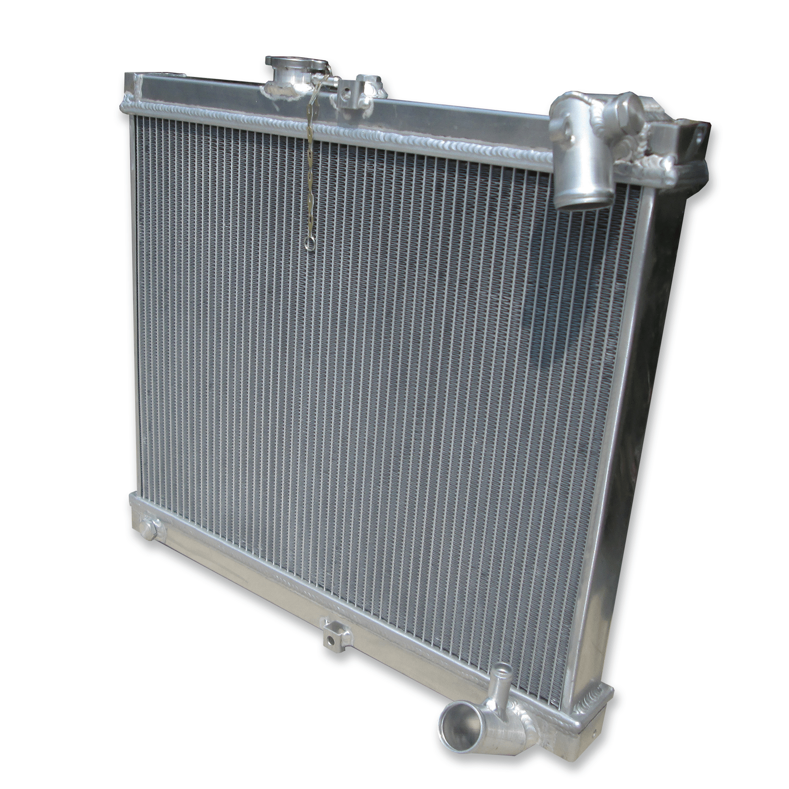 Right side of the lightweight 3-row MT radiator for the RX-7 FC3S, showcasing its efficient core for superior rotary cooling.