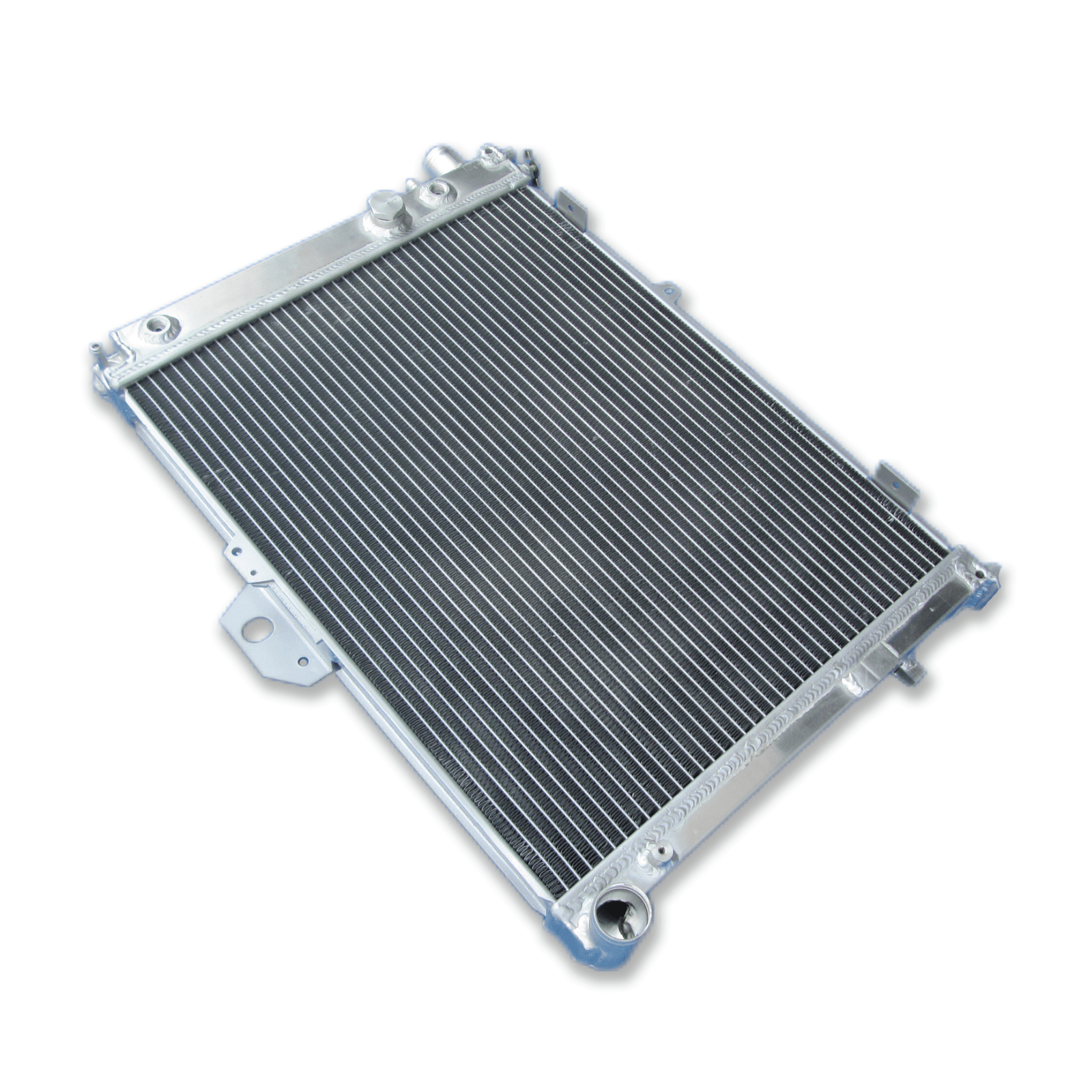 Right side of the lightweight AT/MT radiator for the SAAB 9000 2.3L Turbo, showcasing its efficient core for superior cooling performance.