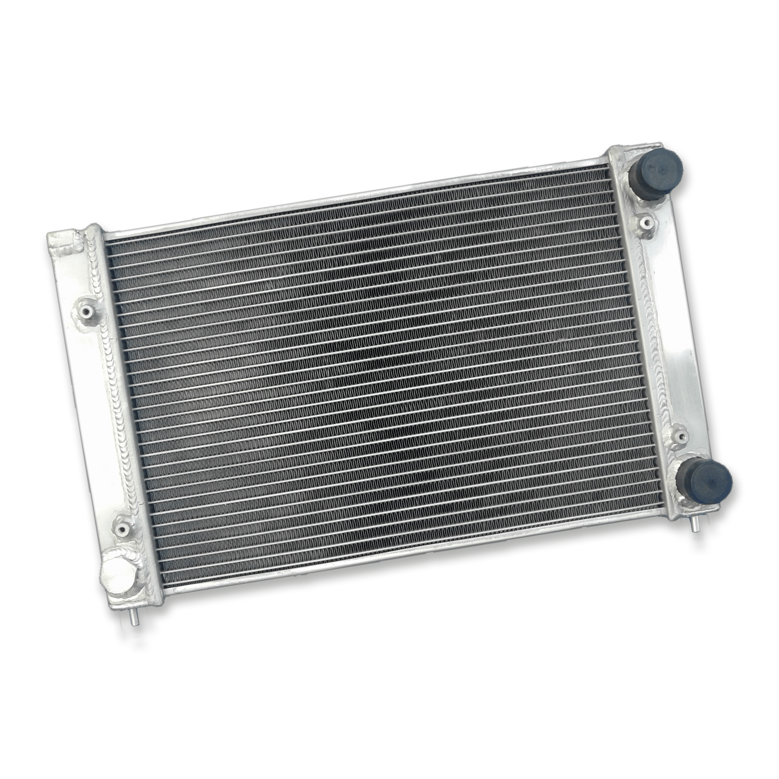 Right side of the lightweight MT radiator for the VW Scirocco and Jetta 16V, showcasing its efficient core design for superior cooling.
