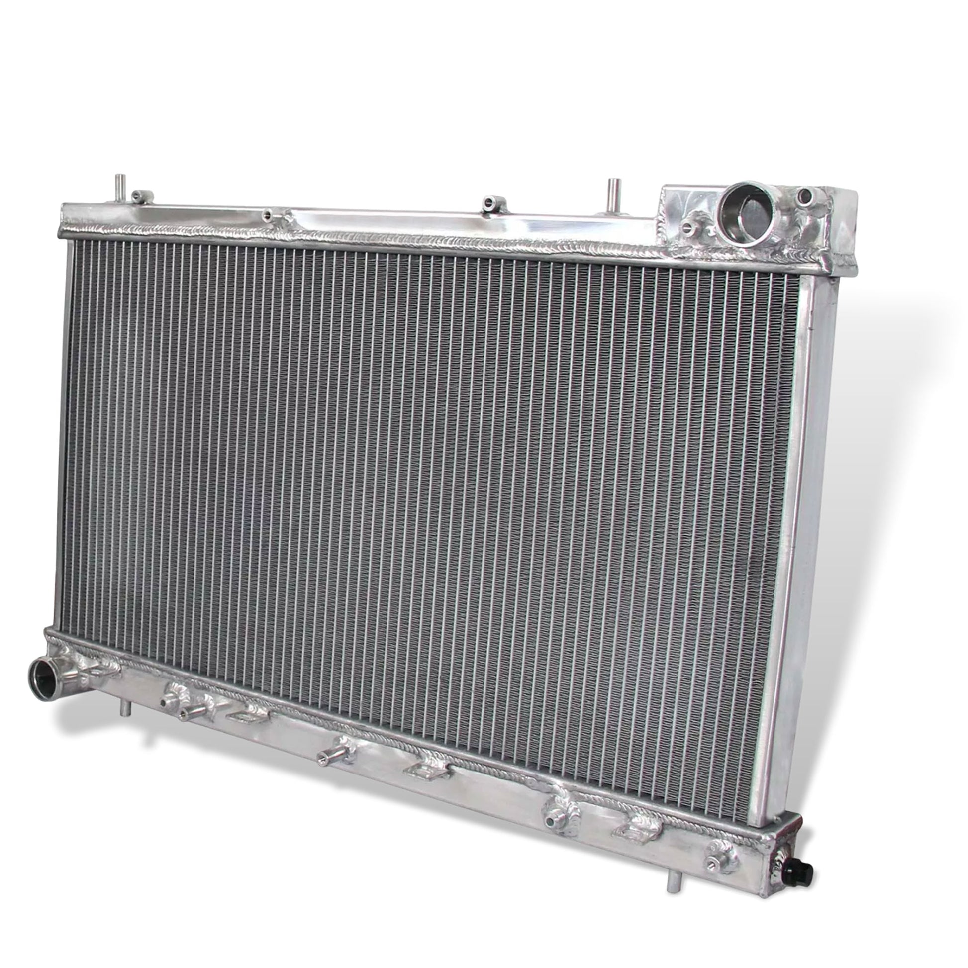 Aluminum radiator 2-row right side view Subaru Forester Turbocharged SG5 (2004-2005) OEM Mounts