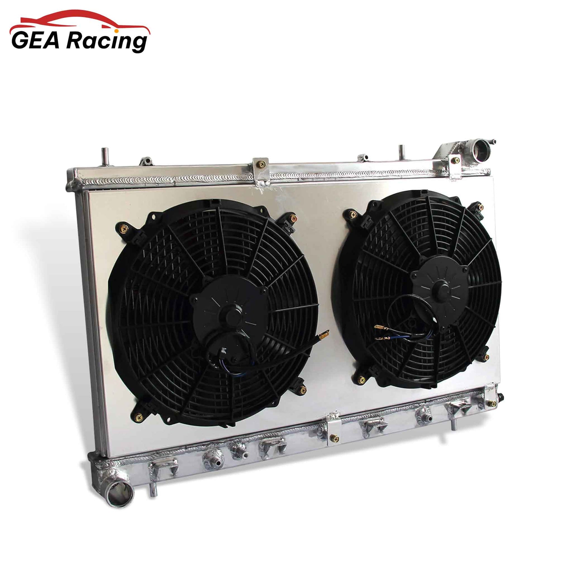 Aluminum radiator fan shroud 2-row left side view Subaru Forester XT (2004-2005) Direct Fit