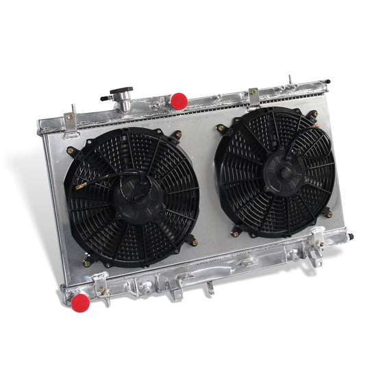 Aluminum radiator fan shroud 2-row left side view Subaru Impreza Saab Baja 9-2X (2003-2007) Pressure Tested