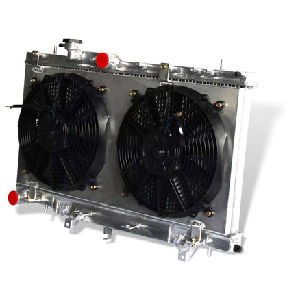 Aluminum radiator fan shroud 2-row right side view Subaru Impreza Saab Baja 9-2X (2003-2007) Pressure Tested