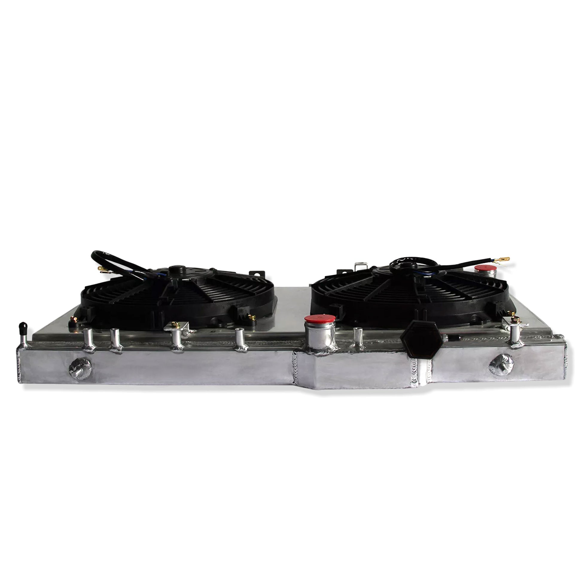 Aluminum radiator fan shroud 2-row top rear right view Subaru Impreza Saab Baja 9-2X (2003-2007) Pressure Tested