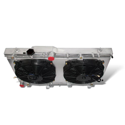 Aluminum radiator fan shroud 2-row top view Subaru Impreza Saab Baja 9-2X (2003-2007) Direct Fit