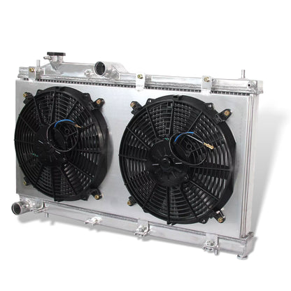 Aluminum radiator fan shroud 2-row right side view Subaru Impreza WRX STI GT (2009-2015) OEM Mounts